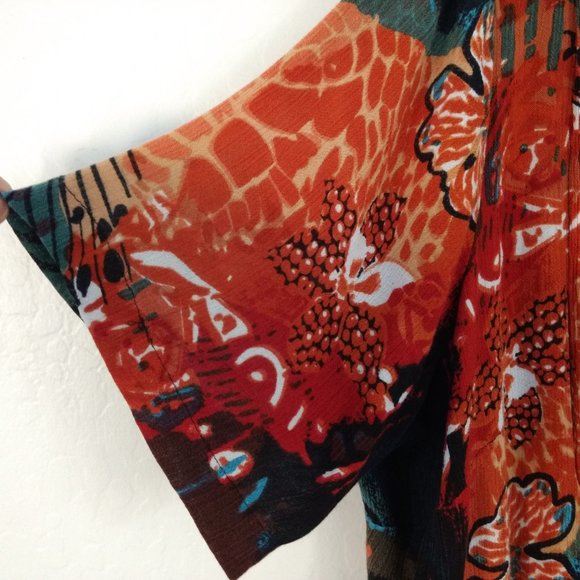 ROAMAN'S Blouse 24W Multicolor Rayon Floral Scoop Neck Button FLAW - Picture 7 of 14